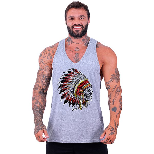 Regata Cavada Masculina MXD Conceito Caveira Cacique Penagem Cocar