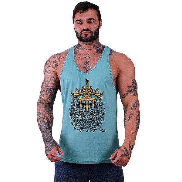 Regata Cavada Masculina MXD Conceito Poseidon Skull Rei Dos Mares