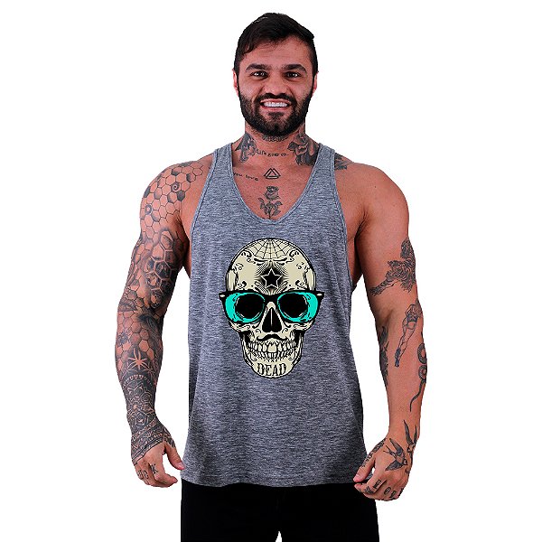 Regata Cavada Masculina MXD Conceito Caveira Óculos Espelhado