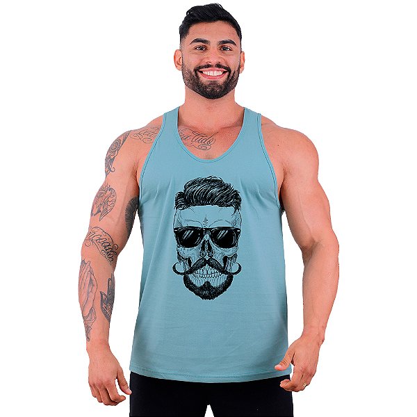 Regata Cavada Masculina MXD Conceito Caveira Bigode Francês
