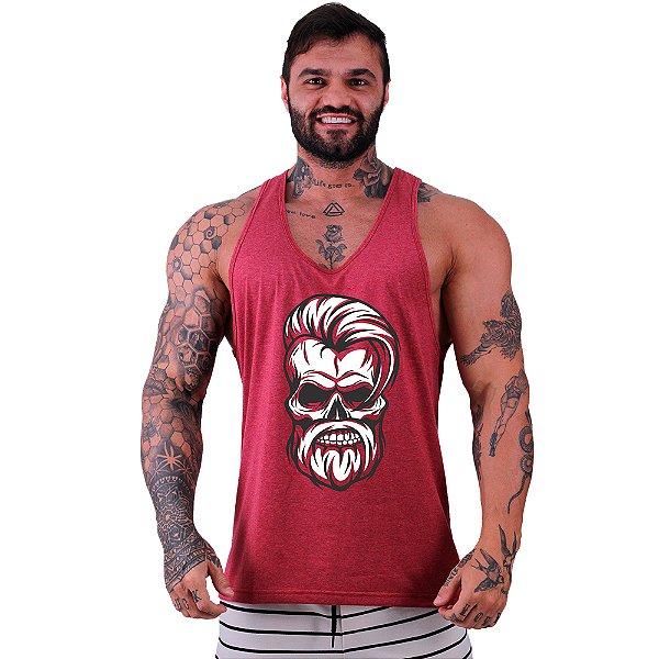 Regata Cavada Masculina MXD Conceito Stylish Skull Caveira Estilosa