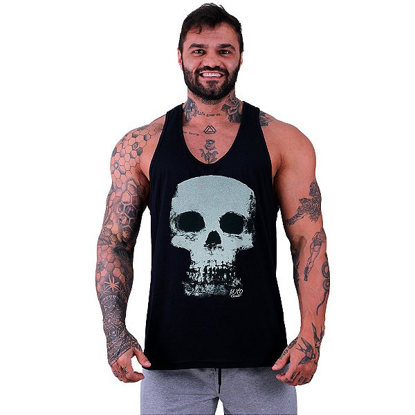 Regata Cavada Masculina MXD Conceito Dark Skull Caveira Escuridão