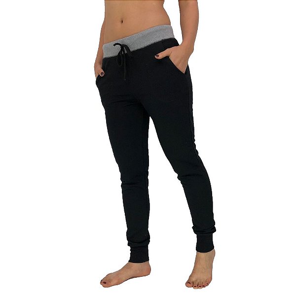 Calça Feminina Moletom MXD Conceito Preto Básico