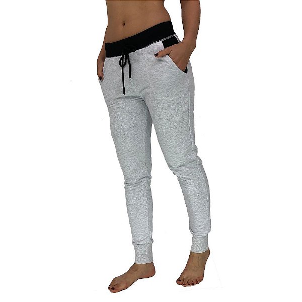 Calça Feminina Moletom MXD Conceito Mescla Alvejado