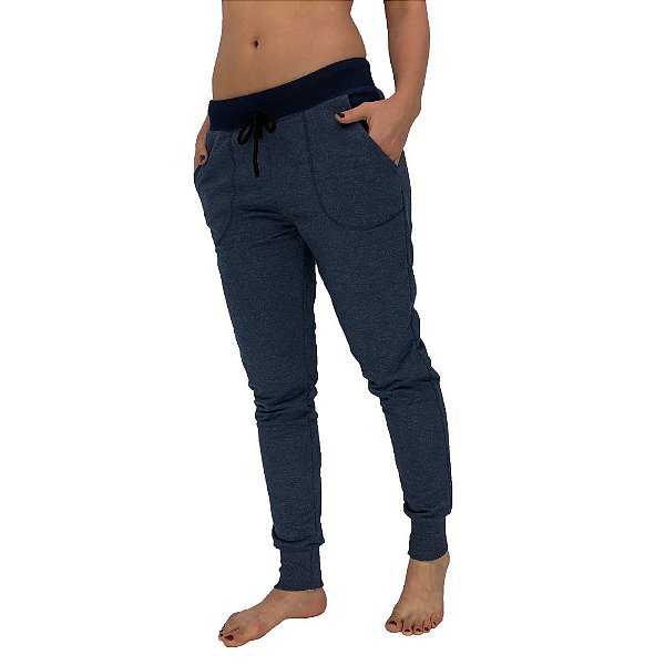 Calça Feminina Moletom MXD Conceito Mescla Azul