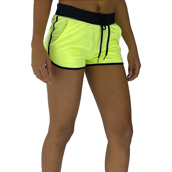 Shortinho Feminino Moletom MXD Conceito Amarelo Fluorescente