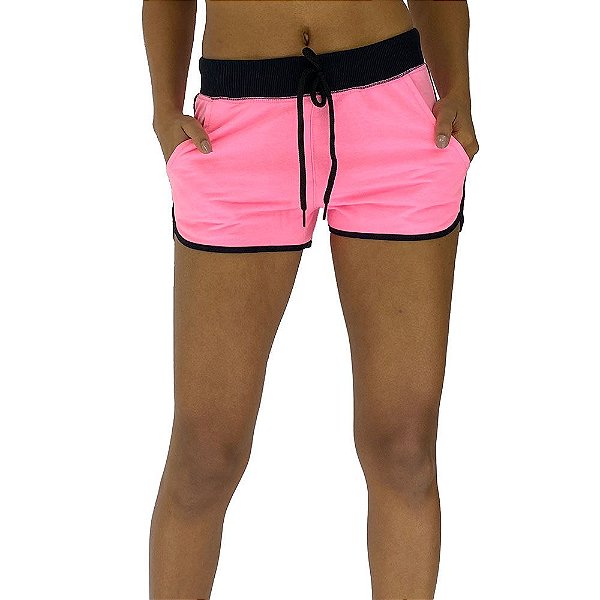 Shortinho Feminino Moletom MXD Conceito Rosa Fluorescente