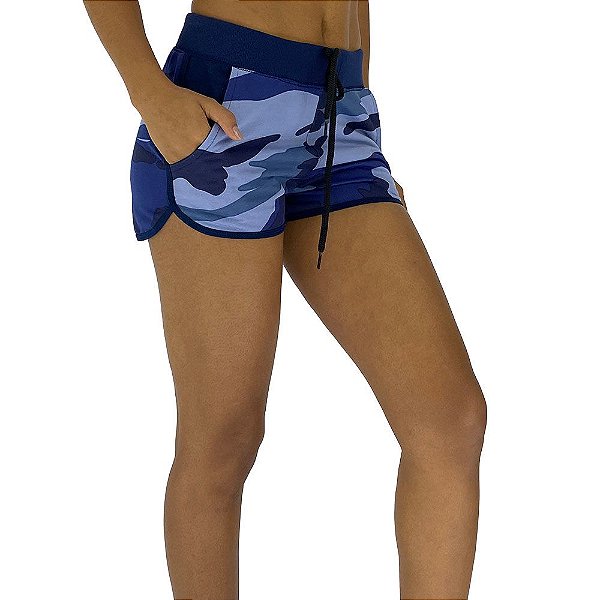 Shortinho Feminino Moletom MXD Conceito Camuflado Azul