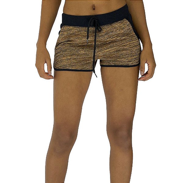 Shortinho Feminino Moletom MXD Conceito Rajado Amarelo Gold