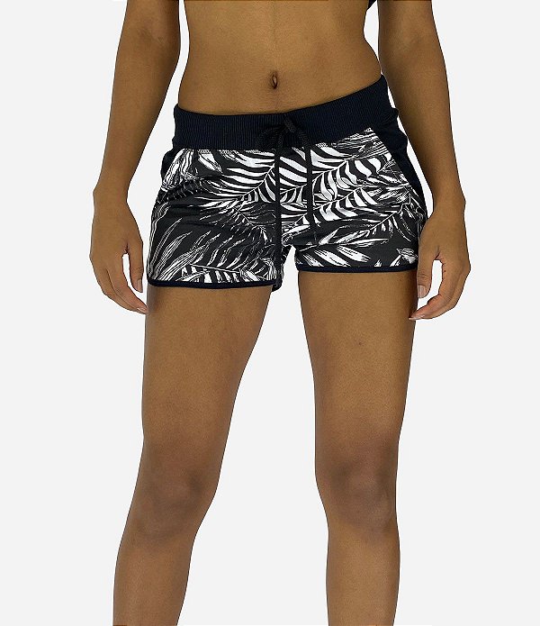 Shortinho Feminino Moletom MXD Conceito Folhas Brancas