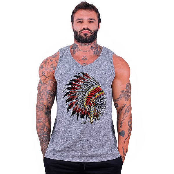 Regata Clássica Tradicional Masculina MXD Conceito Caveira Índio Cacique