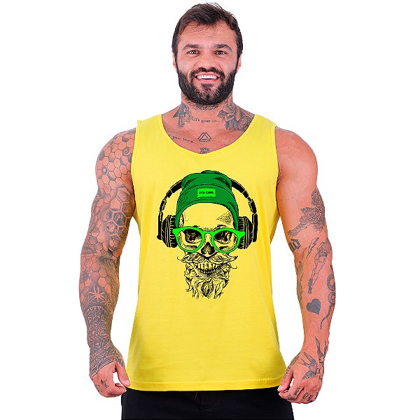 Regata Clássica Tradicional Masculina MXD Conceito Caveira com Headphone