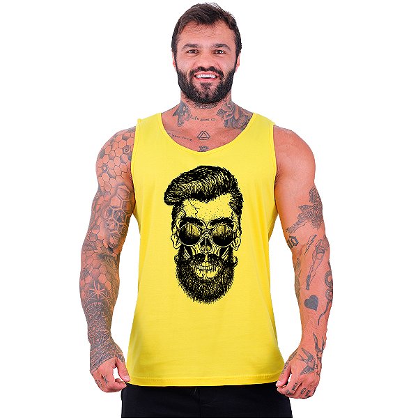 Regata Clássica Tradicional Masculina MXD Conceito Caveira Óculos Redondo Hipster