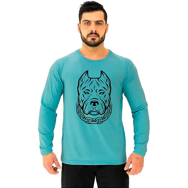 Camiseta Manga Longa Moletinho MXD Conceito Pitbull Gangster