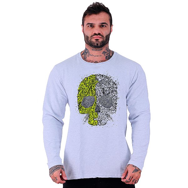 Camiseta Manga Longa Moletinho MXD Conceito Conceito Caveira Matagal Skull