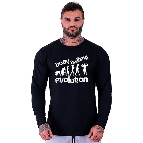 Camiseta Manga Longa Moletinho MXD Conceito Bodybuilding Evolution Evolução