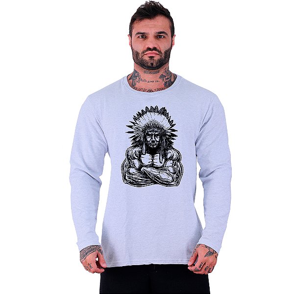 Camiseta Manga Longa Moletinho MXD Conceito Índio Maromba Musculação