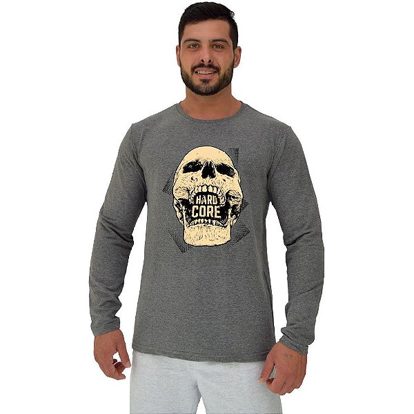 Camiseta Manga Longa Moletinho MXD Conceito Hardcore Skull
