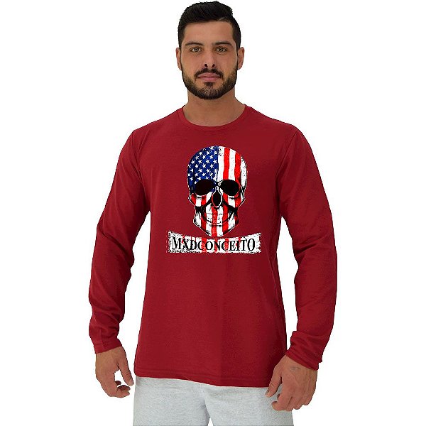 Camiseta Manga Longa Moletinho MXD Conceito American Skull
