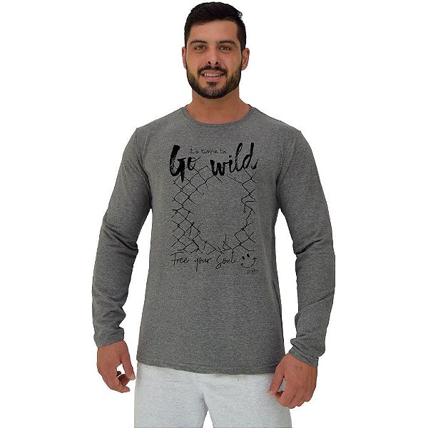 Camiseta Manga Longa Moletinho MXD Conceito Go Wild Enlouquecer