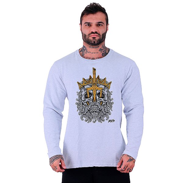 Camiseta Manga Longa Moletinho MXD Conceito Poseidon Rei Dos Mares
