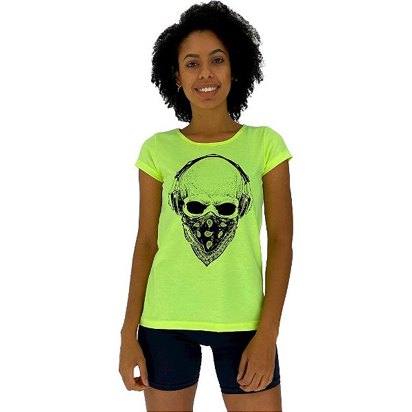 Camiseta Babylook Feminina MXD Conceito Caveira Gangster