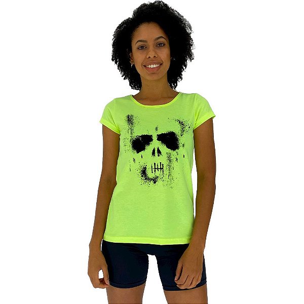 Camiseta Babylook Feminina MXD Conceito Caveira Fantasma