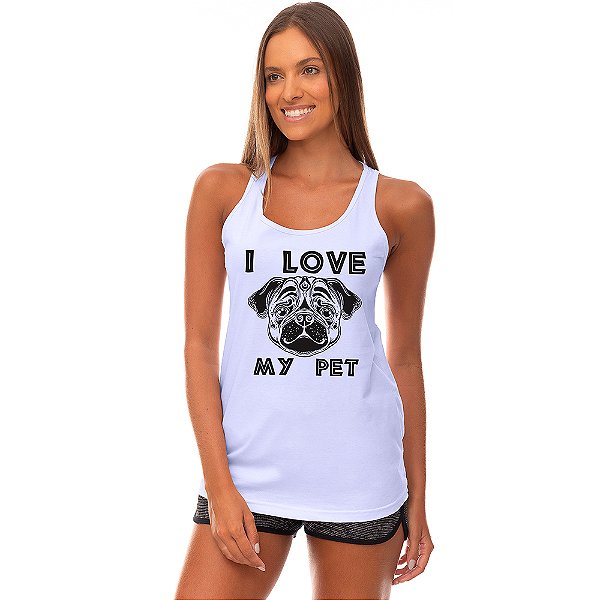 Regata Feminina Recorte Nadador MXD Conceito I Love My Pet