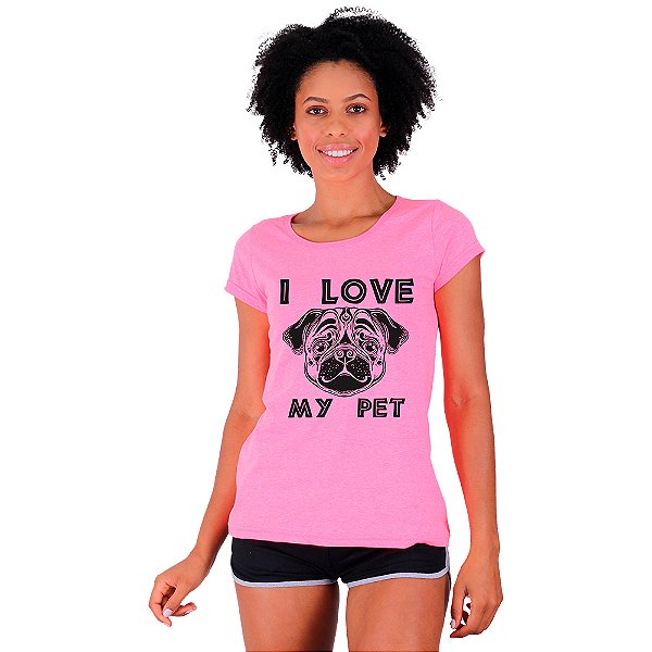 Camiseta Babylook Feminina MXD Conceito Eu Amo Meu Bichinho de Estimação