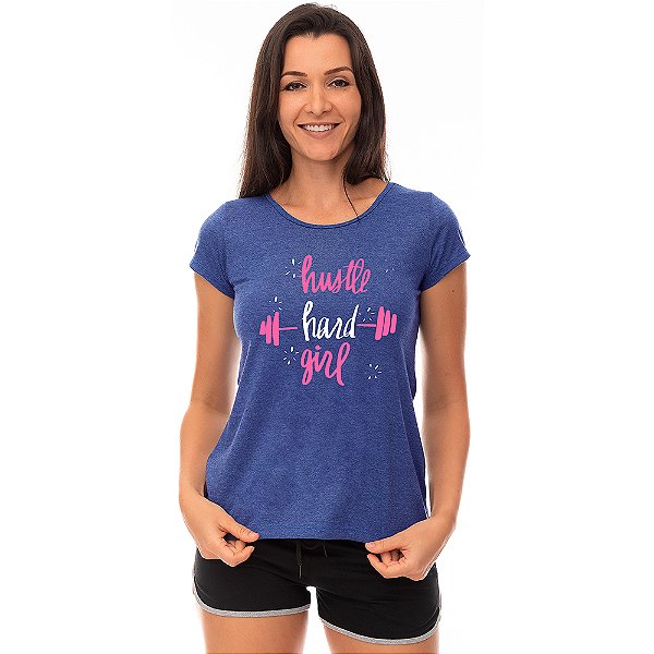 Camiseta Babylook Feminina MXD Conceito Hustle Hard Girl Menina Difícil