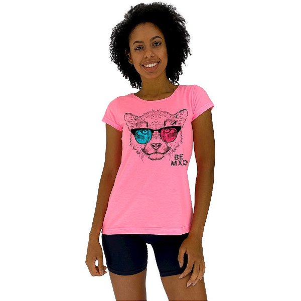 Camiseta Babylook Feminina MXD Conceito Leopardo de Óculos
