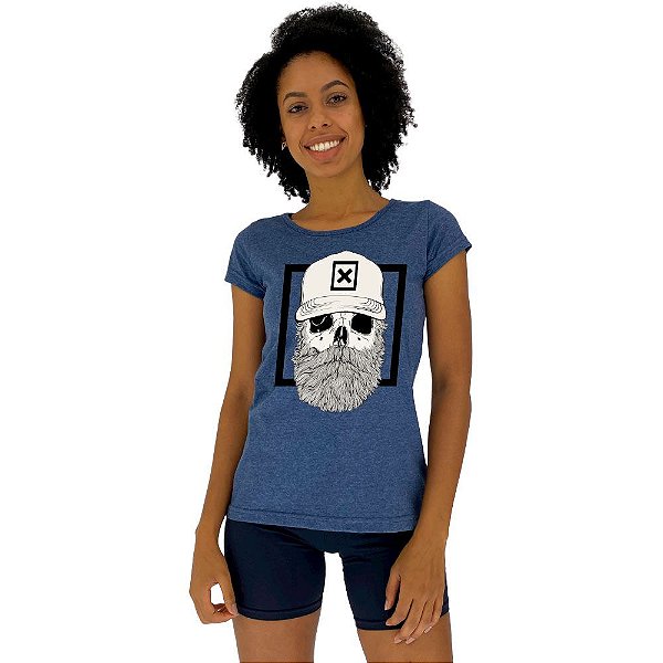 Camiseta Babylook Feminina MXD Conceito Caveira Lenhadora