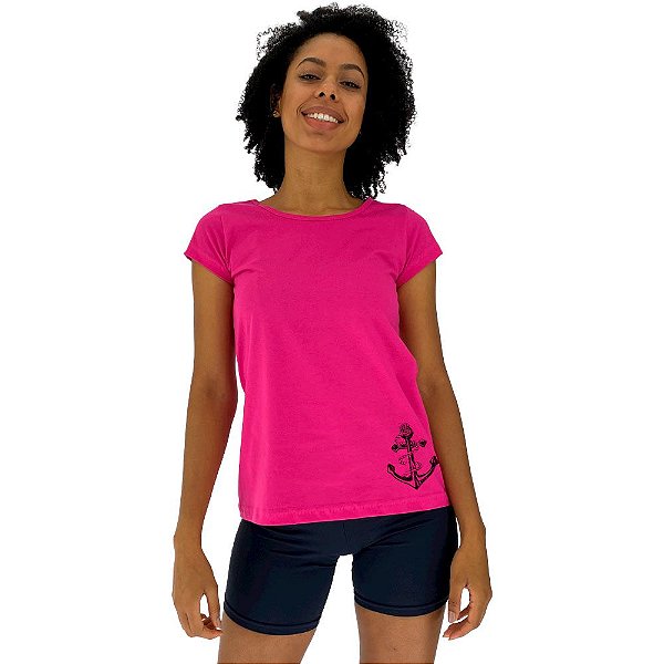 Camiseta Babylook Feminina MXD Conceito Ancora Marinha Lateral