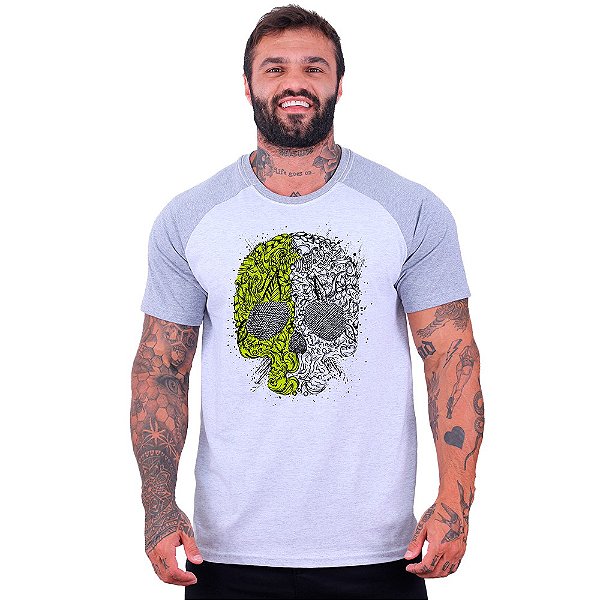 Camiseta Tradicional Masculina Manga Curta MXD Conceito Caveira Matagal