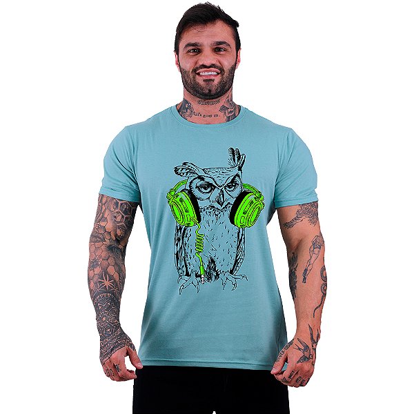 Camiseta Tradicional Manga Curta MXD Conceito Coruja de Headphone