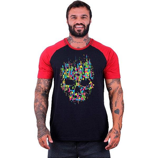 Camiseta Tradicional Manga Curta MXD Conceito Caveira Abstrata