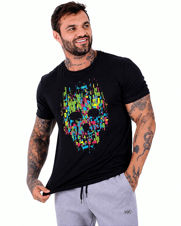 Camiseta Tradicional Manga Curta MXD Conceito Caveira Abstrata