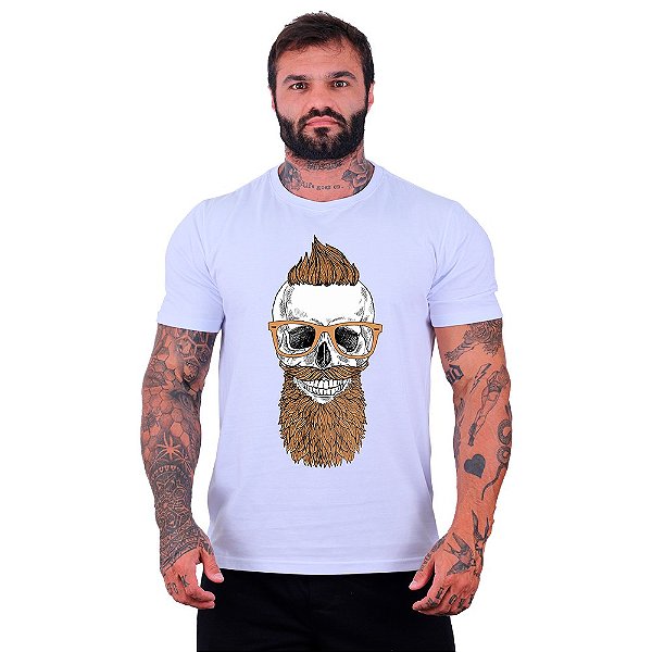 Camiseta Tradicional Masculina Manga Curta MXD Conceito Caveira Moicano
