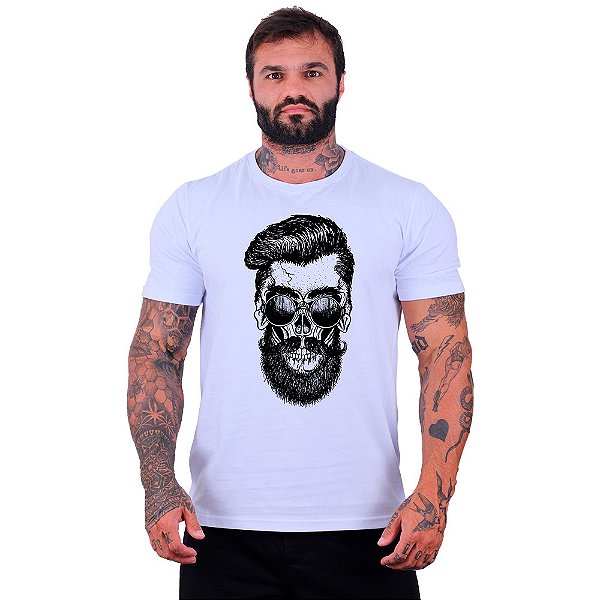 Camiseta Tradicional Manga Curta MXD Conceito Caveira Hipster