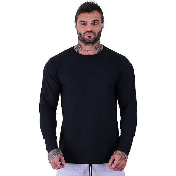 Camiseta Manga Longa Masculina MXD Conceito Preto Básico