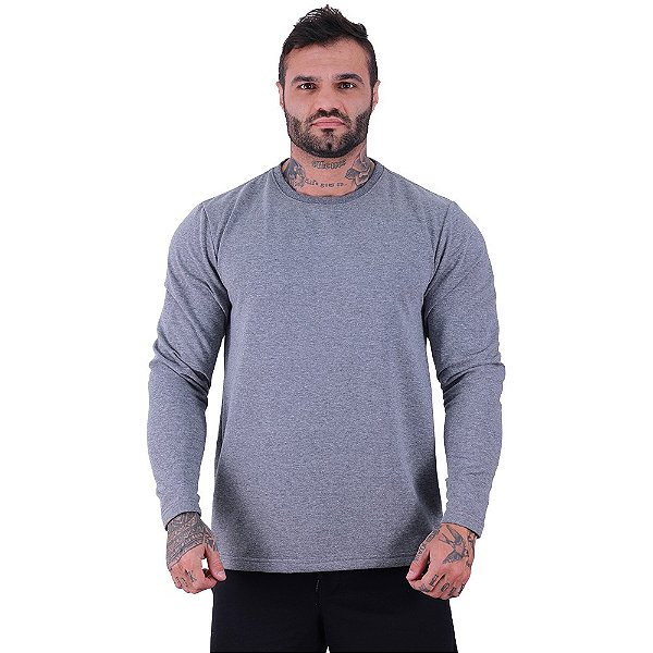 Camiseta Manga Longa Masculina MXD Conceito Mescla Escuro