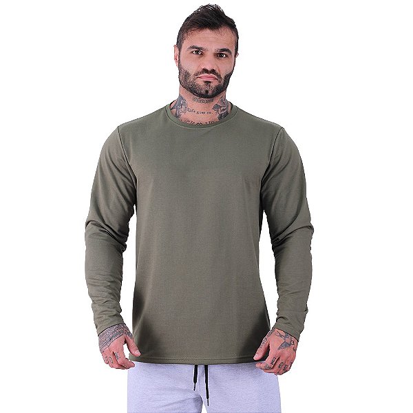 Camiseta Manga Longa Masculina MXD Conceito Verde Musgo