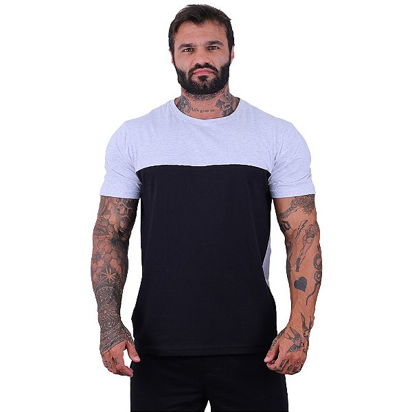 Camiseta Bicolor MXD Conceito Mescla Alvejado com Preto