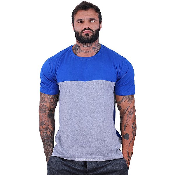 Camiseta Bicolor MXD Conceito Azul Royal e Mescla Tradicional