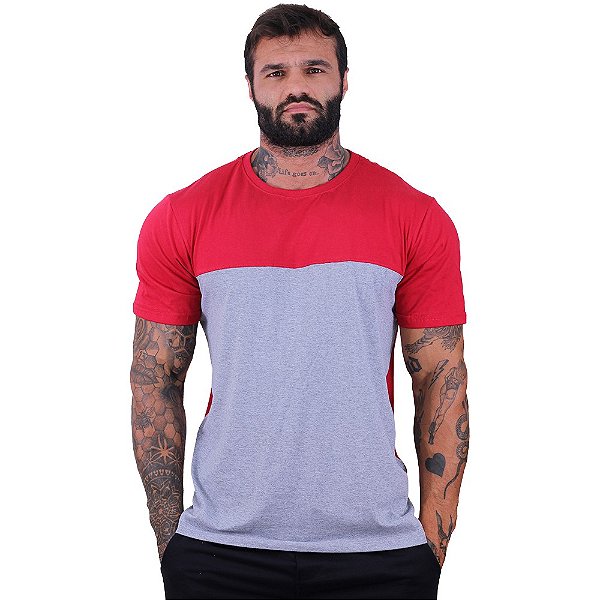 Camiseta Bicolor MXD Conceito Vermelho e Mescla Tradicional