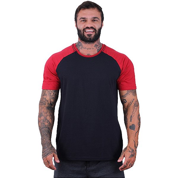 Camiseta Tradicional Masculina MXD Conceito Vermelho com Preto
