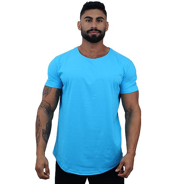 Camiseta Longline Masculina MXD Conceito Azul Piscina
