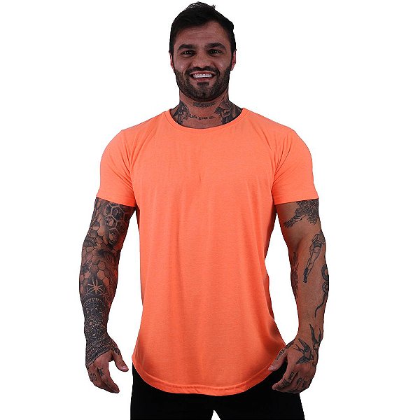 Camiseta Longline Masculina MXD Conceito Laranja Fluorescente