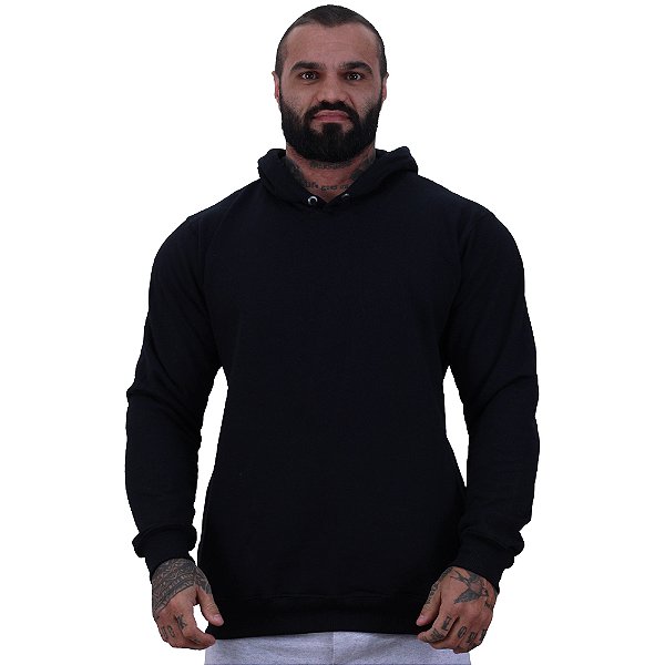 Blusa Moletom Masculino MXD Conceito Com Touca Preto Básico