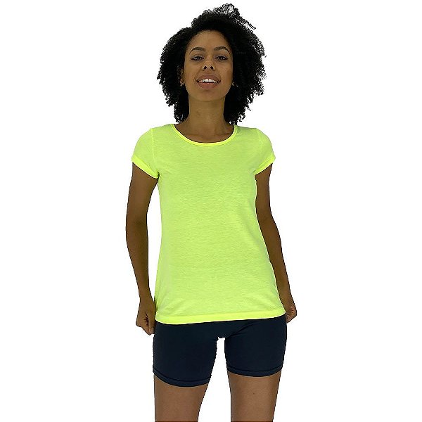 Camiseta Babylook Feminina MXD Conceito Amarelo Fluorescente